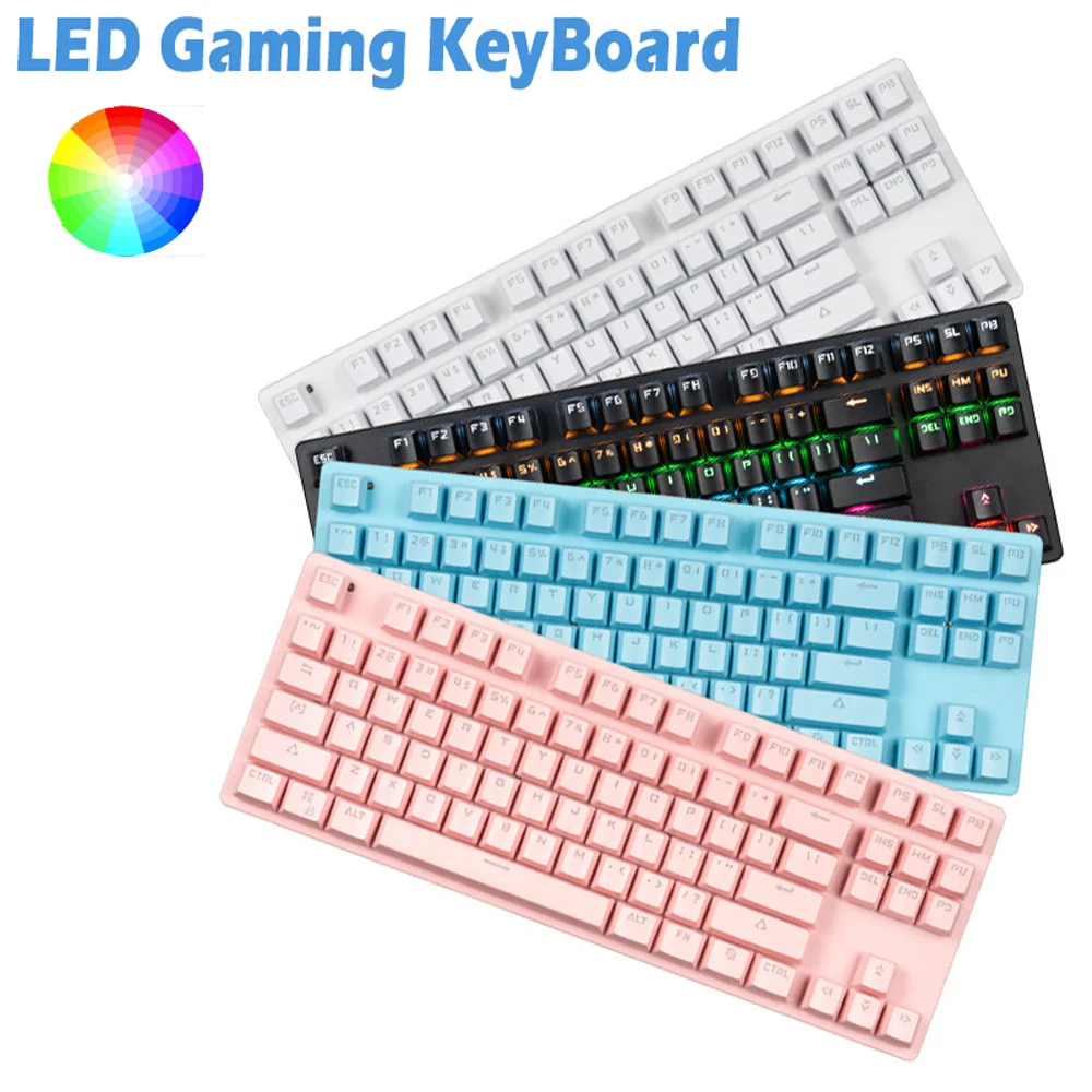 

K70 Mechanical Keyboard Wired Gaming Keyboard RGB Mix LED Backlit 87 Keys Anti-ghosting Blue Switch Keyboard for Gamer Laptop PC