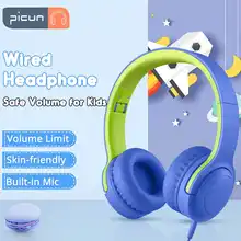 Kids Headphones Head mounted Children Safe Volume Noise Cancelling Foldable Stereo 93dB 3 5mm Headsets for Phone