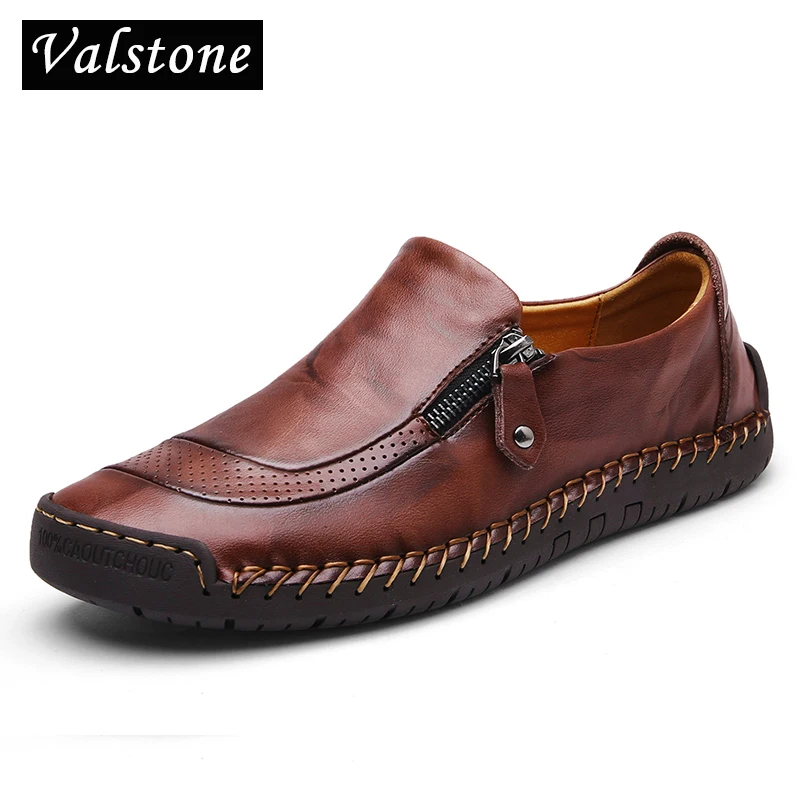 Loafers Moccasin Casual-Shoes Flats Slip-On Mens 38-48 Valstone Zip Rubber Anti-Skid