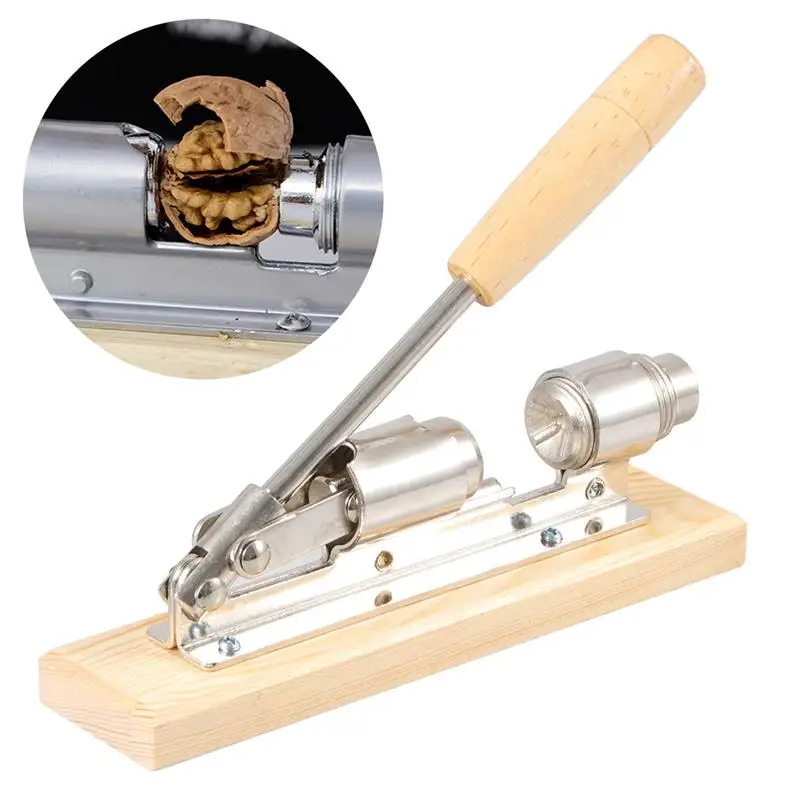 Wooden Handpress Mechanical Walnut Cracker Metal Nut Cracker