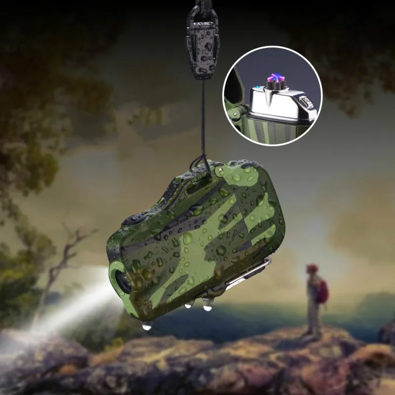 

Waterproof USB Electric Jet Torch Lighter Windproof Plasma Rechargeable Lighter Camping Distress Signal Flashlight Lighter Gift