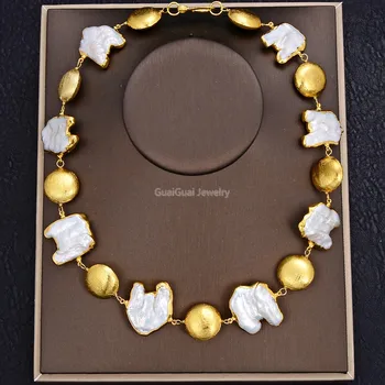 

GuaiGuai Jewelry 18" Freshwater Keshi Pearl 24 K Yellow Gold Plated Necklace