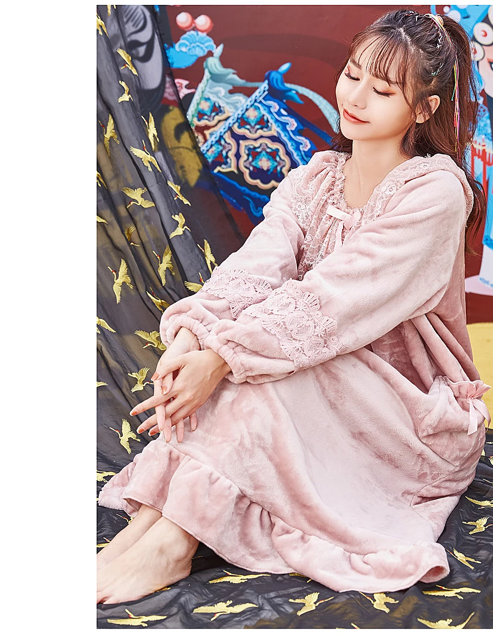 sleepwear nightwear nightdress thick warm winter night dress women dresses large sizes dressing gown sleeping dress Vintage