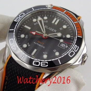 

41mm Schwarz Zifferblatt Saphir GMT Datum Automatisch Herrenuhr men's Armbanduhr