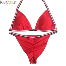 KANCOOLD, летний купальник, повседневный купальник, сексуальный женский полосатый купальник бикини размера плюс, бикини, пляжная одежда