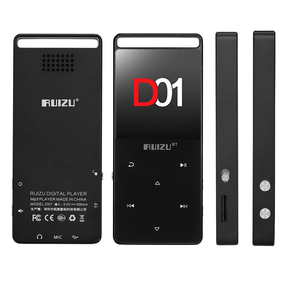 RUIZU D01 Bluetooth MP3 плеер 4G/8G сенсорная кнопка диктофон HiFi плеер FM Электронная книга часы видео Шагомер USB BT музыкальный плеер