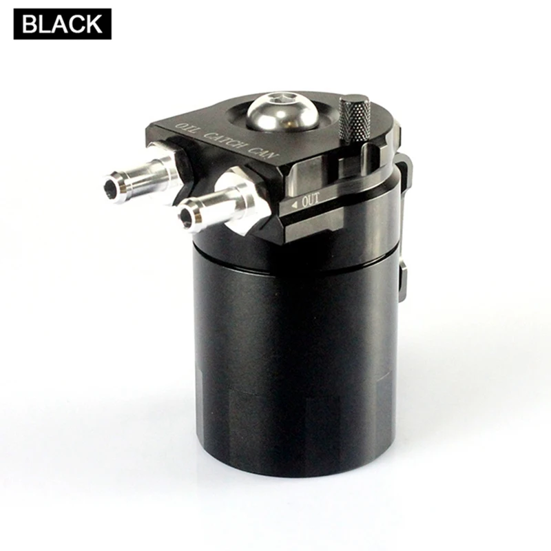 

CYLINDER ALUMINUM ENGINE OIL CATCH RESERVOIR BREATHER TANK/CAN W/ FILTER BLACK