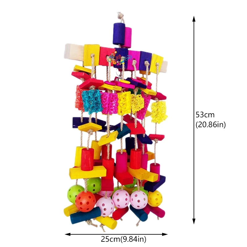 Большой попугай жевательная игрушка Разноцветные деревянные блоки и натуральная люфа сверхмощный укус птица игрушки для африканских серый Macaws и Sim