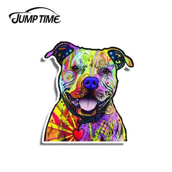 

Jump Time 13cm x 11.7cm Funny PIT BULL Dog Graphics Car Stickers Windows Auto Laptop Bumper Decals Vinyl Car Wrap