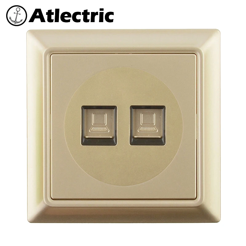 Atlectric 86 Тип RJ45 ТВ двойной RJ45 порт розетка телевизионный компьютер Интернет-порт данных розетка настенная розетка ПК Панель
