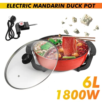 

6L Electric Hot Pot 1800W 220V Smokeless Non-Stick Home Electric Shabu Hot Pot Aluminum Kitchen Appliance AU Plug 5 Temperature
