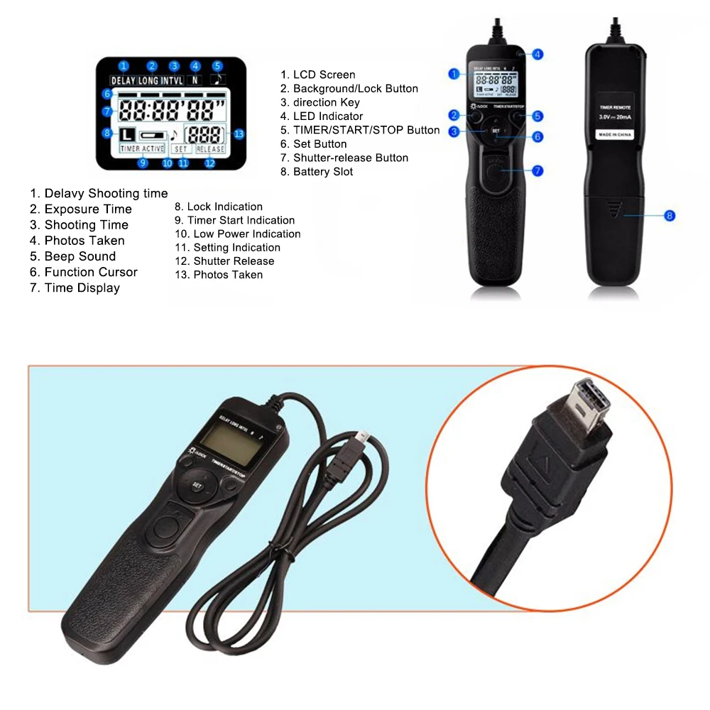 MC-DC2 ЖК-дисплей таймер Камера Bluetooth пульт дистанционного спуска затвора для Nikon D3100 D5000 D7000 D90 D600 D610 D3200 D3300 D5100 D5200 D5300 для зеркальной однообъективной камеры