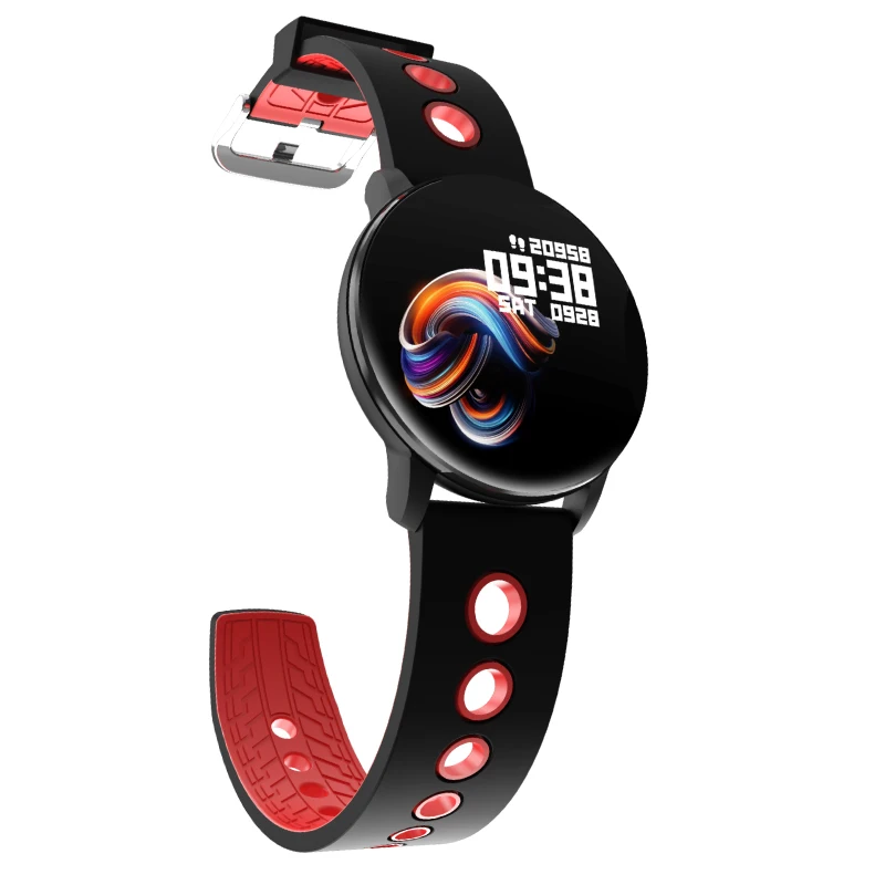 black red Полный сенсорный экран IP68 Водонепроницаемые Смарт-часы T6 сердечного ритма артериального давления спортивный браслет многоязычный шагомер для мужчин и женщин - Цвет: black red