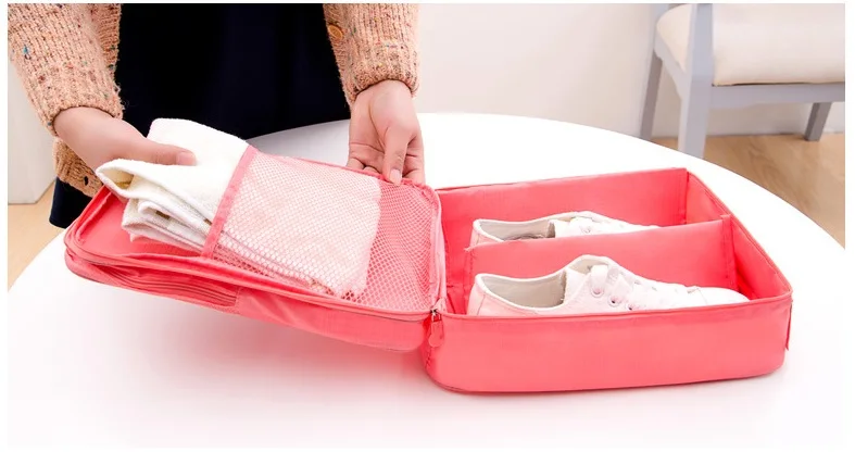 Портативный 3-слойный дорожный мешок для обуви на молнии водонепроницаемый Органайзер сумка для хранения можно положить в 3 пары обуви Органайзер для багажа FLL01C