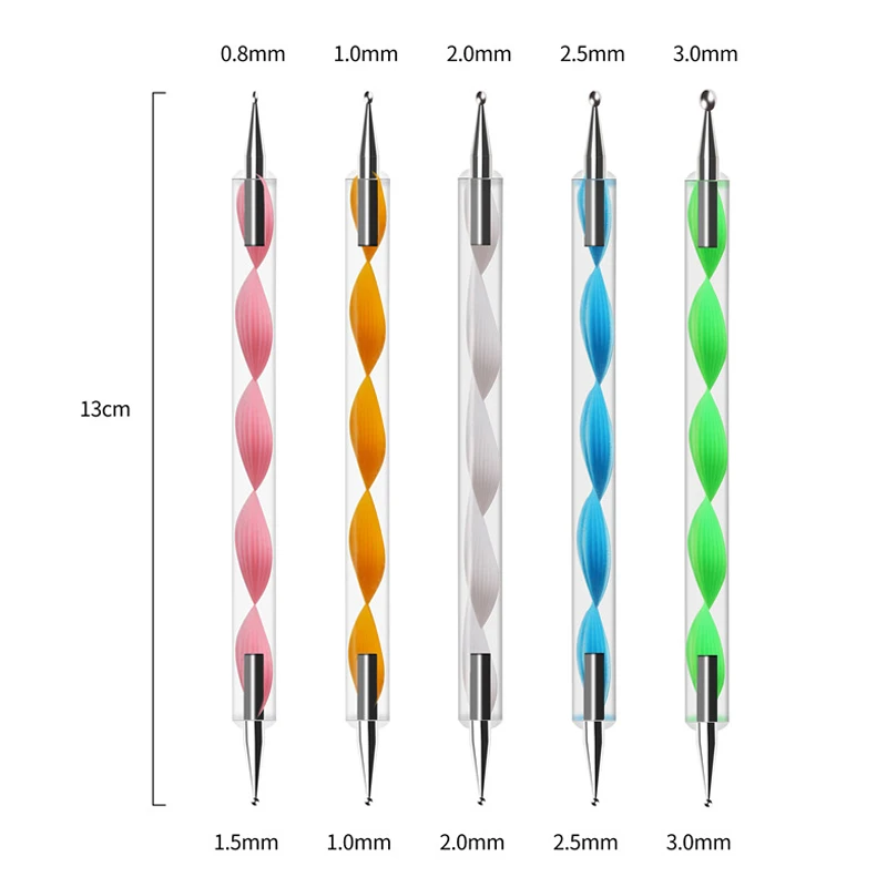 5 шт. двухсторонний точечный инструмент для дизайна ногтей акриловая ручка