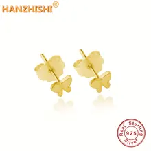 Горячая Распродажа, 925 пробы, серебряные, золотые серьги-гвоздики для женщин и девушек, S925 Серебряные серьги, сделай сам, berloque, ювелирное изделие, подарок