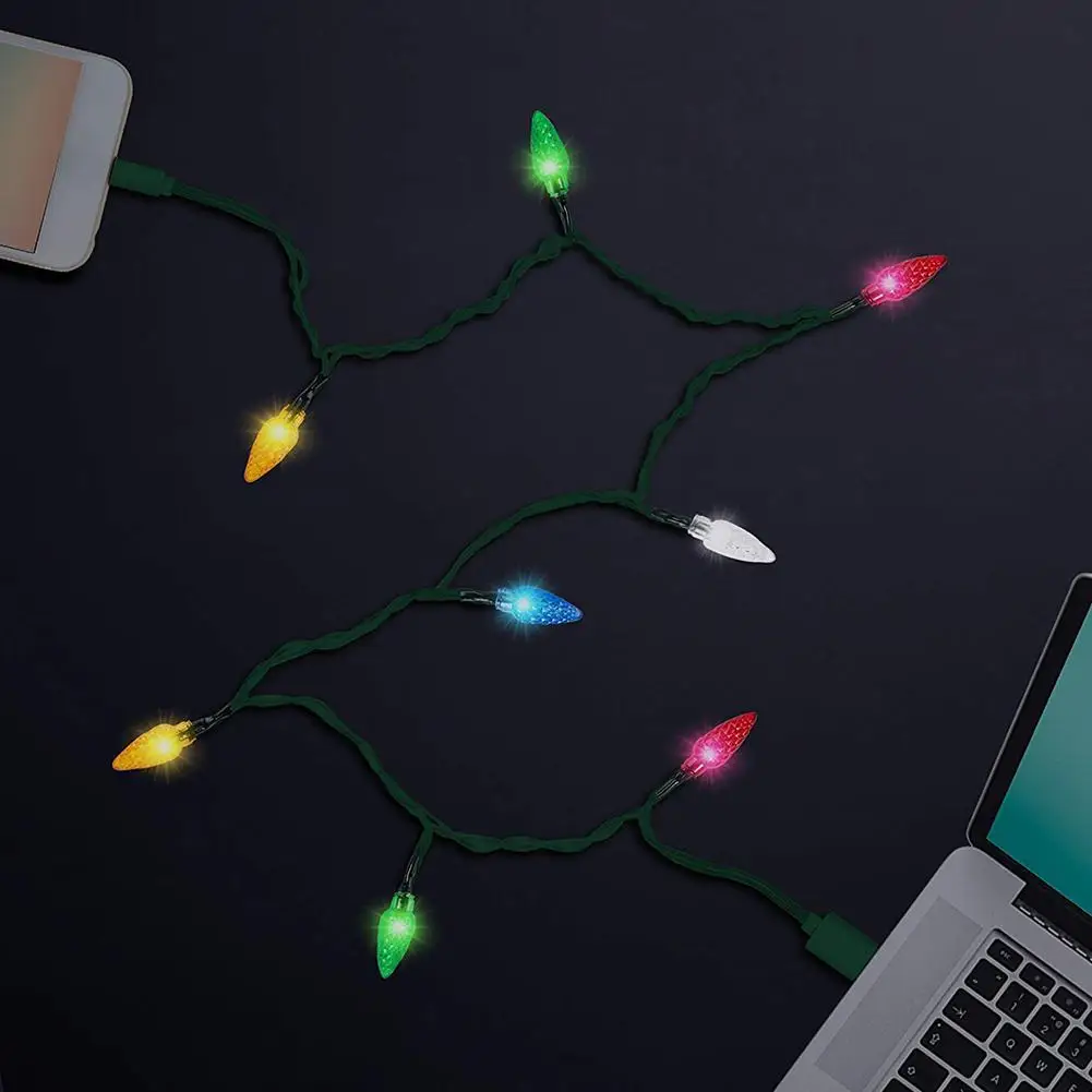 Счастливого Рождества светодиодный usb зарядный кабель Рождественский светильник зарядное устройство светильник ing шнур для HUAWEI Xiaomi Mi6 для iPhone Xs Max 8 7 сотовый телефон