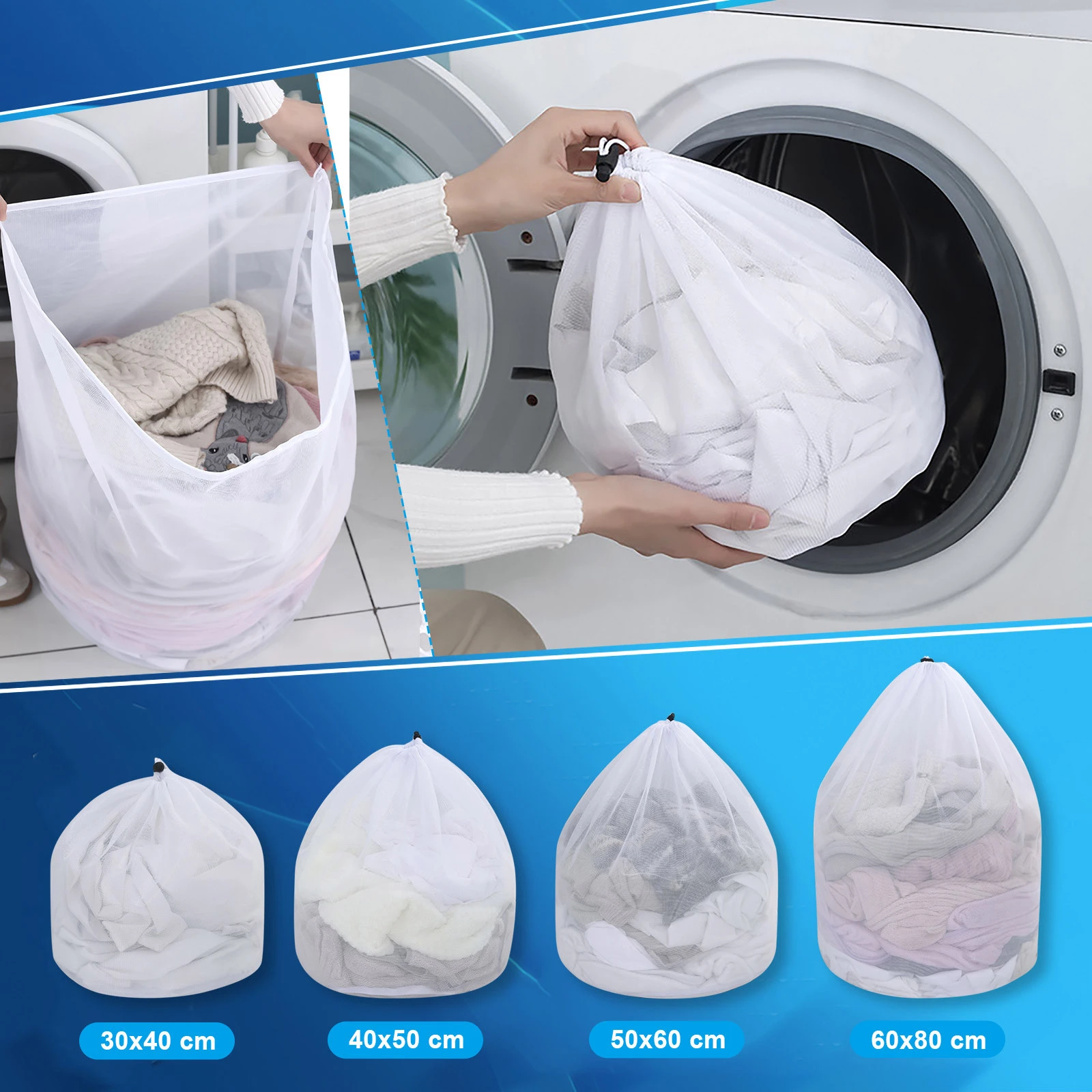 Bolsa de lavandería de 4 tamaños, protección plegable para el cuidado de la  ropa, filtro de red, sujetador, calcetines, ropa interior, lavadora|Bolsas  de lavandería| - AliExpress