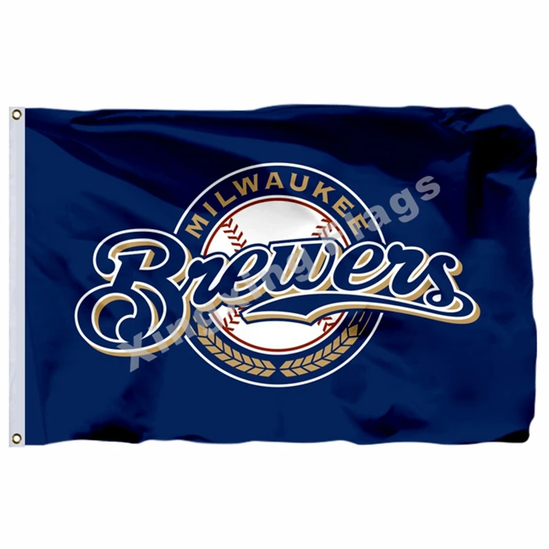 B1 Milwaukee Brewers, национальный флаг, в полоску, 3фт X 5фт, полиэстер, Milwaukee Brewers, баннер, летающий размер, № 4, 90X150 см, пользовательский флаг - Цвет: B1