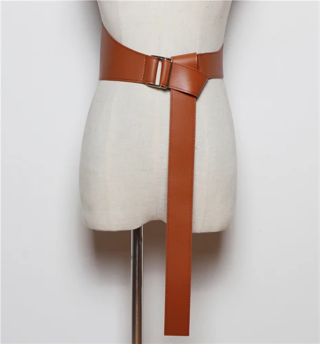 Роскошный дизайнерский необычный мягкий пояс из искусственной кожи для женщин, самозавязывающийся пояс-котелок для пальто, платья, ремни для женщин размера плюс, корсетный пояс - Цвет: CAMEL