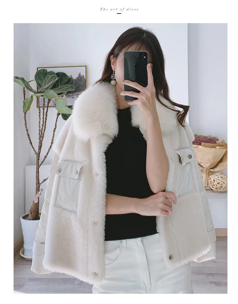 Perfect Real Fur Coat Winter Coat Women Clothes 2019 Korean Fashion Sheep Shearing 100% Wool Jacket Duck Down Jackets 919150 YY1703 5