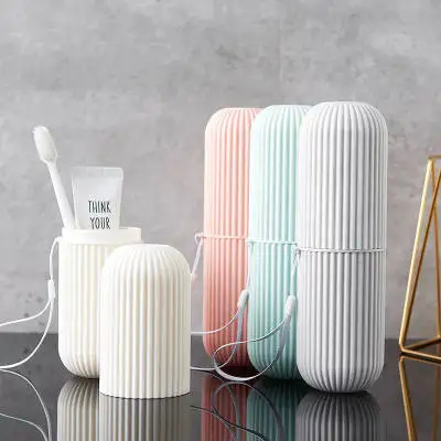 

Creative Travel Tooth Glass Suit Portable ya shua tong with Cap Toothbrush Case Minimalist Modern Toothbrush Cup Protective Case