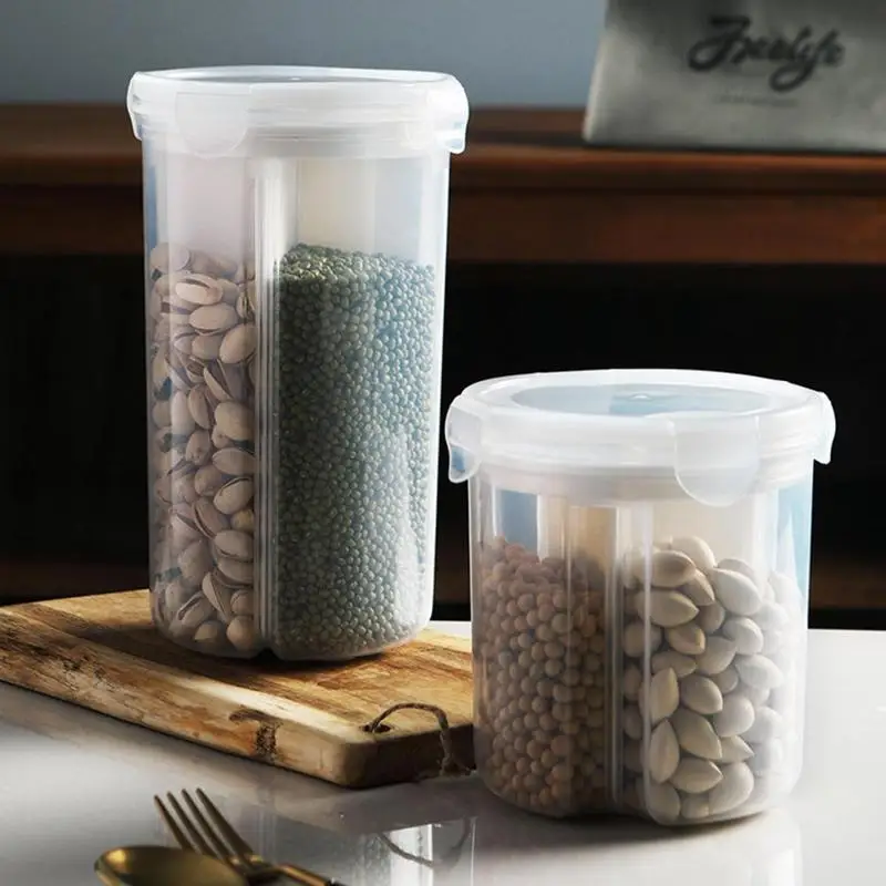 1 шт. рис бобы Stoarge Jar с крышкой уплотнения 4 решетки Холодильник сохранение пищи контейнер пластиковый кухонный ящик для хранения S/L