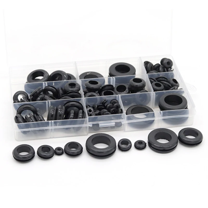 133pc Rubber Grommet Round Grommet Gasket Kit For Protects Wire Cable Hose Part Rubber Seal Assortment Set