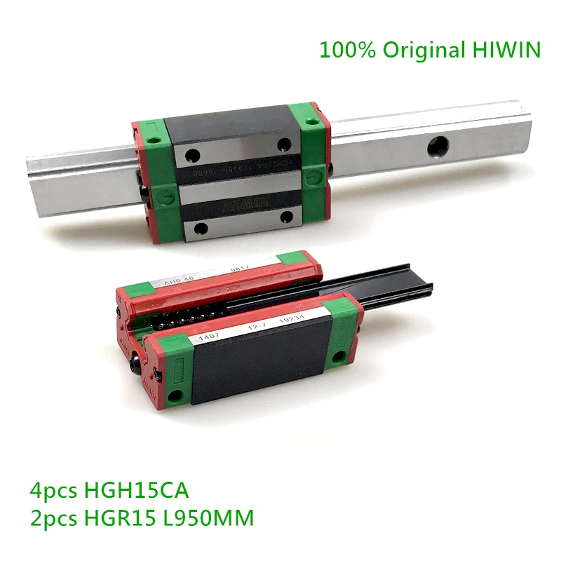 2 шт HIWIN Линейная направляющая HGR15 950 мм+ 4 HIWIN HGH15CA линейные блоки каретки