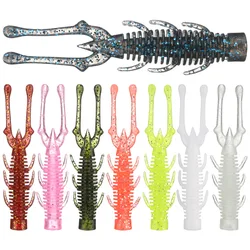 10Pcs Salted  Fishy Floating Water Shrimp Lure Soft Bait Lead Head Hook Bait Fishing Group Bionic Fake Bait Black Pit Bass Bait