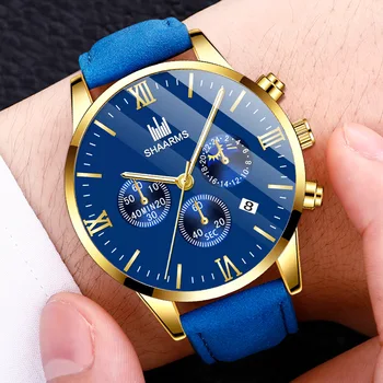 

Fashion Casual Sport Watches For Men Blue Top Brand Luxury Military Leather Wrist Watch Man Clock Business Male Wristwatches