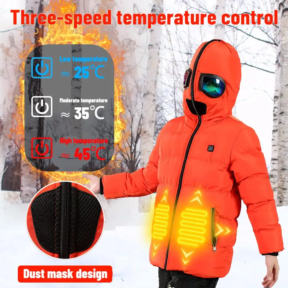 

Children's Heated Jacket Winter Jacket USB Charging Teenagers Heated Vest Warm Running Outdoor Wear Safety Intelligent Keep Warm