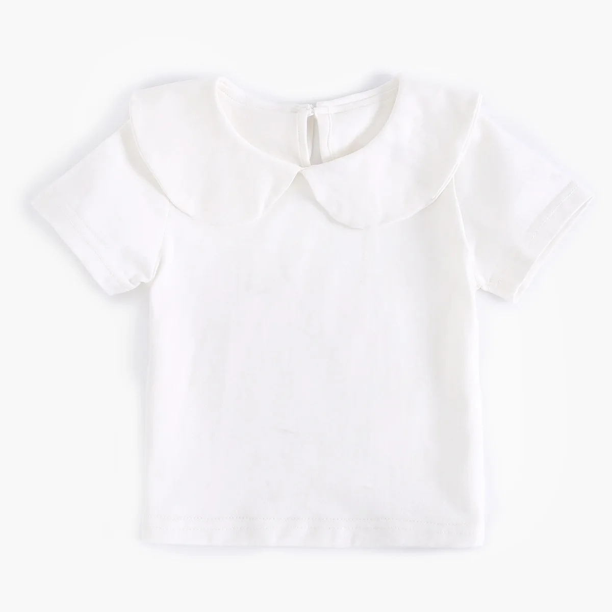 short sleeve Детская футболка с длинными рукавами на весну и осень, белая детская одежда, весенне-летняя футболка с кукольным воротником - Цвет: short sleeve