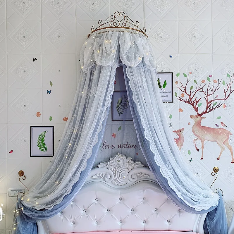Home Bedside Mosquito Net Princess Style Ceiling Lace Bed Valance Home