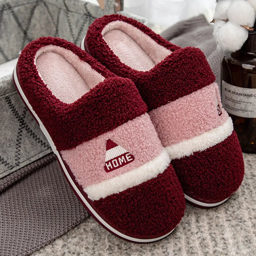 Рождественские домашние тапочки женские теплые удобные на плоской платформе с