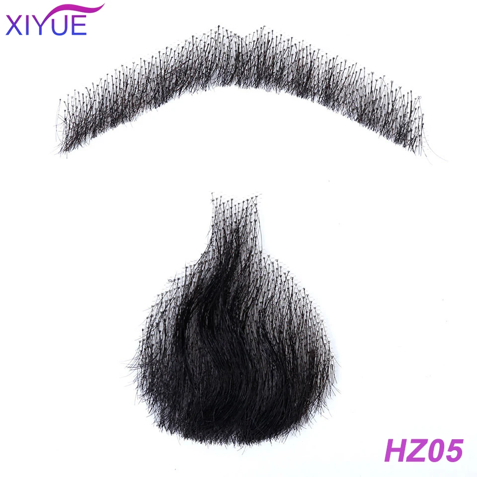 XIYUE Man's Beard Hand Made Real Hair Fake Beard Mustache Fancy Synthetic Invisible for Makeup Fake Hair Cospaly Party Tools
