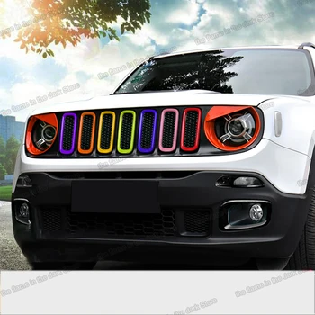 

Lsrtw2017 Abs Car Front Grill Middle Net Inlet Headlight Trims for Jeep Renegade 2016 2017 2018 2019 Accessories Kit Auto