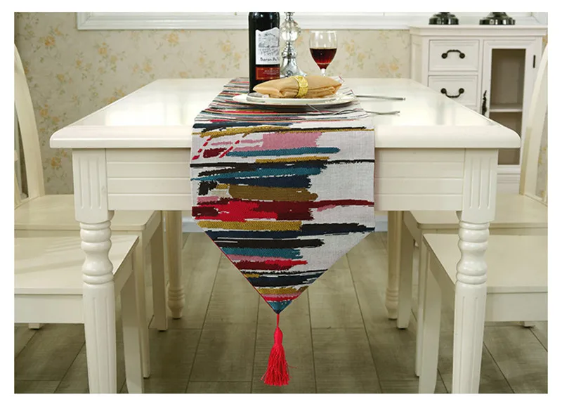 Camino de mesa модно де мода Fudiya corredor de nailon colorido mantel con borlas corte camino de mesa bordado