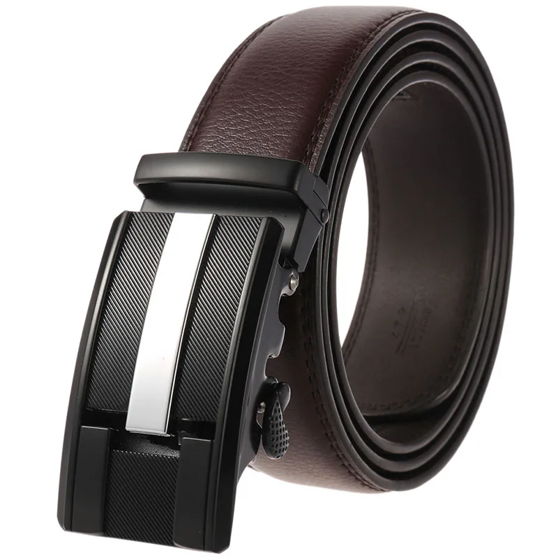 quality brand new genuine leather for men black buckle cowskin