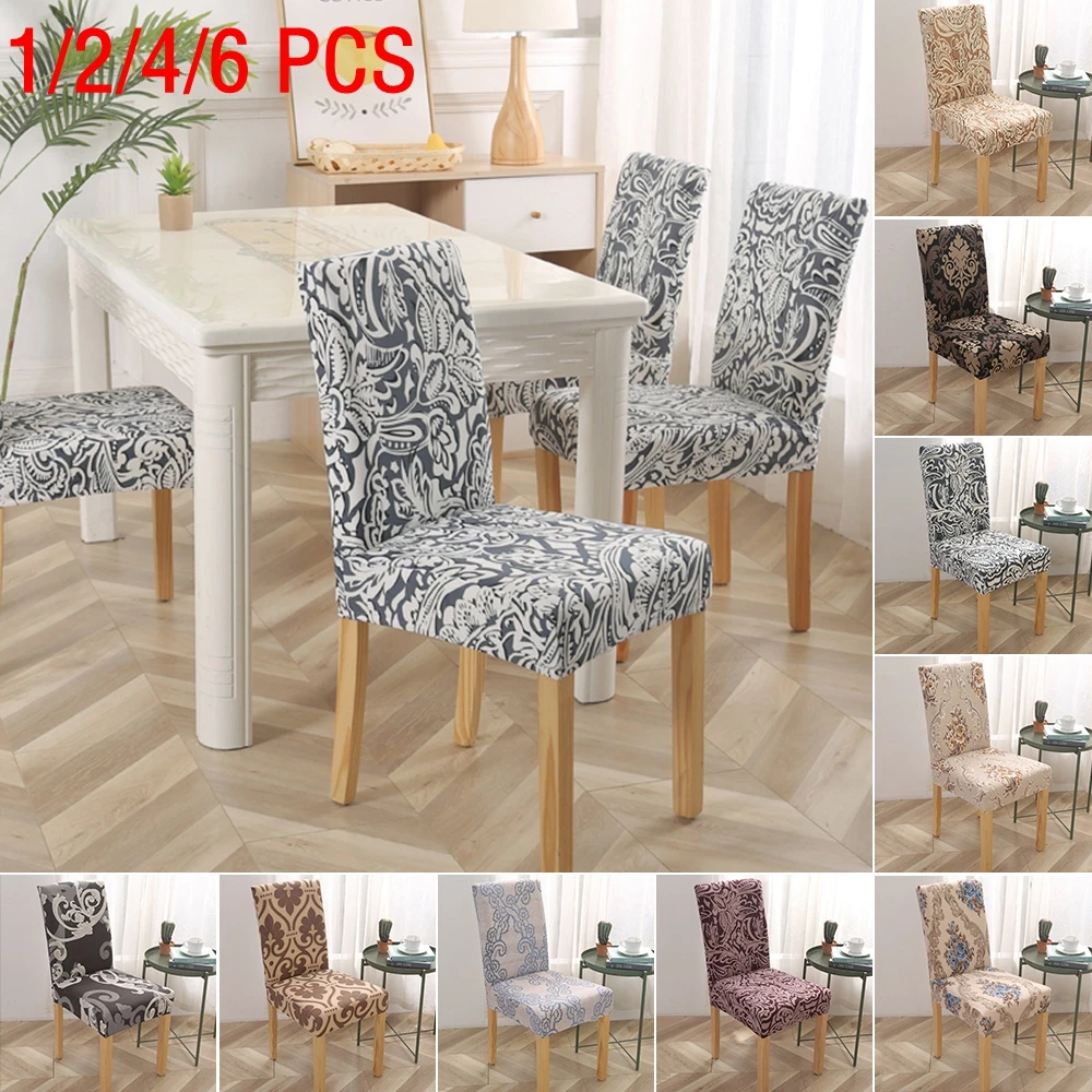 

1/2/4/6PCS Printed Stretch Chair Cover Anti-dirty Elastic Seat Cover Used For Wedding Party Home Kitchen Dining Living Room