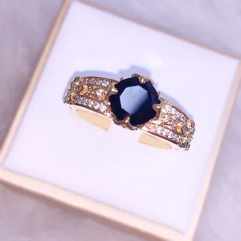

Delicate Gold Black Zircon Diamond Ring Personality Simple Jewelry Send Girlfriend Fashion Romance Gift Free Shipping