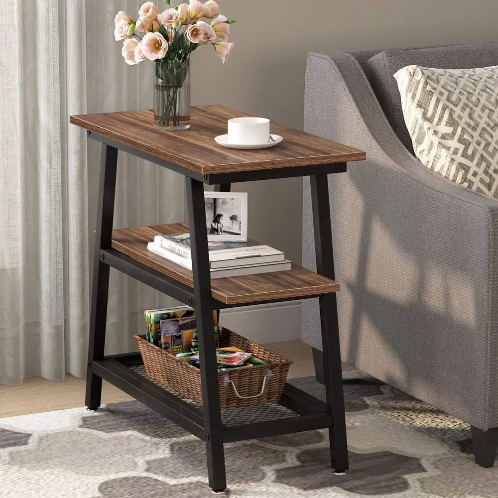 

Tribesigns 3-Tier Vintage Bed Side Table Night Stand with Metal Mesh Storage Shelf for Living Room & Bedrooms