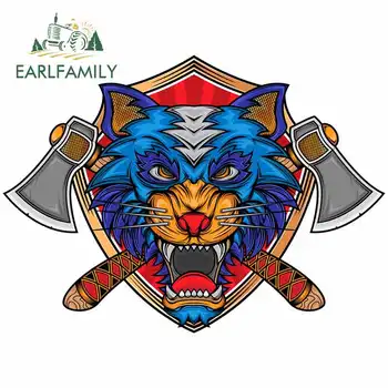 

EARLFAMILY 13cm x 9.4cm For Wolf Axe Logo Creative Car Stickers Fine Decal Funny Graffiti Sticker Suitable For VAN RV SUV Decor