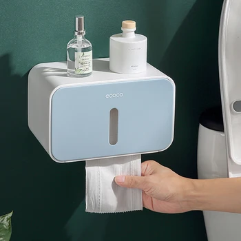

Wall Mounted Toilet Paper Holder Waterproof Tray Box Cover Toilet Paper Storage Box Tray Tissue Box Shelf For Bathroom Product