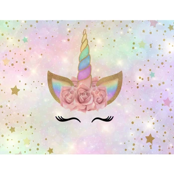 

Unicorn Star Flower Photographic Backgrounds Vinyl Cloth Photo Shootings Backdrops for Baby Birthday Party Photo Studio