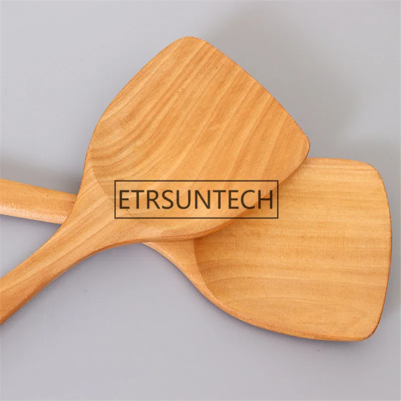 100Pcs Wooden shovel Handmade Kitchen Tableware Cooking Utensils Dinner Food Non Stick Wok Shovels Supplies Eco Friendly