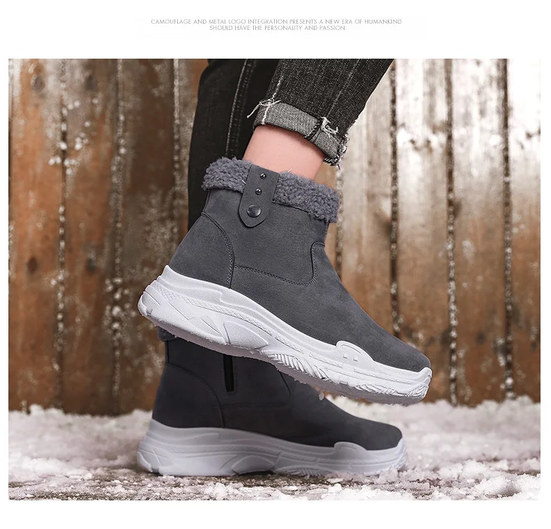 Men Winter Snow Boots Keep Warm Cotton Ankle Boots Work Anti-slip Boots Men High-top Snow Boots Flock new popular big size
