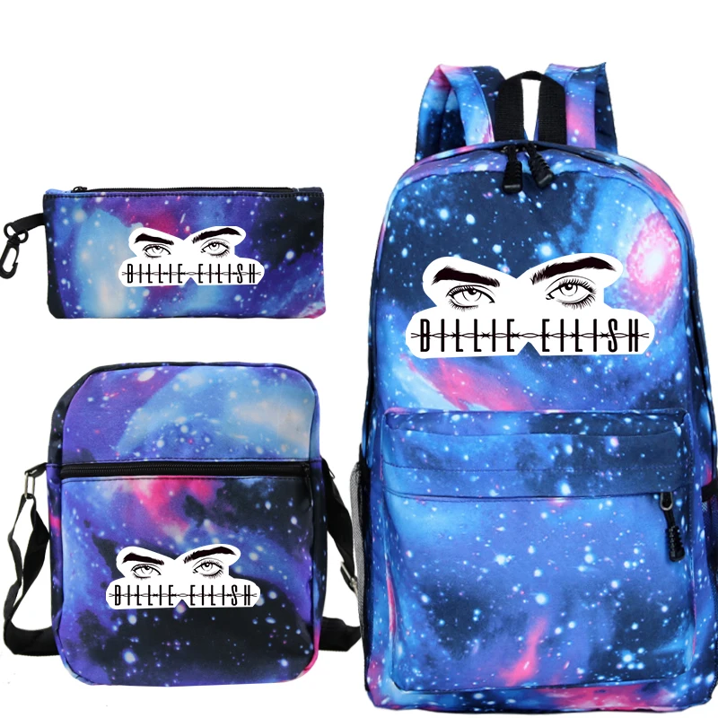 10 Mochila Billie Eilish рюкзак 3 шт./компл. рюкзаки школьные сумки для мальчиков и девочек с рисунком Для женщин ноутбук дорожная сумка Холст Рюкзак - Цвет: 10