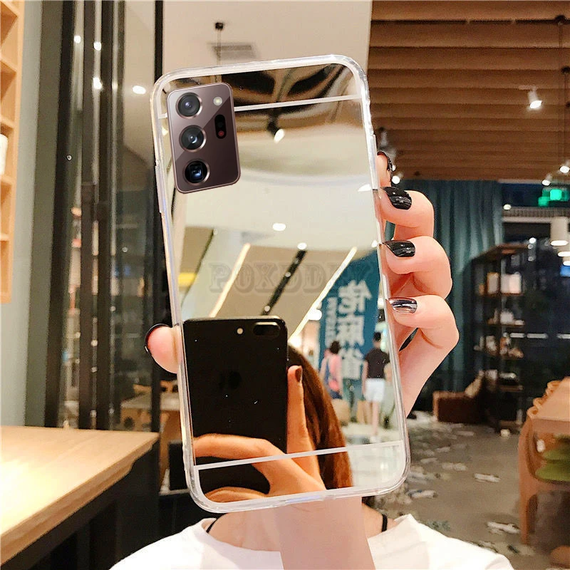 silicone case samsung Thời Trang Ốp Lưng Tráng Gương Dành Cho Samsung Galaxy Samsung Galaxy S9 S10 S10e S20 S21 S22 Plus Note 9 10 20 Cực A51 A71 a12 A52 A53 Trang Điểm Mạ Bao cute samsung cases Cases For Samsung