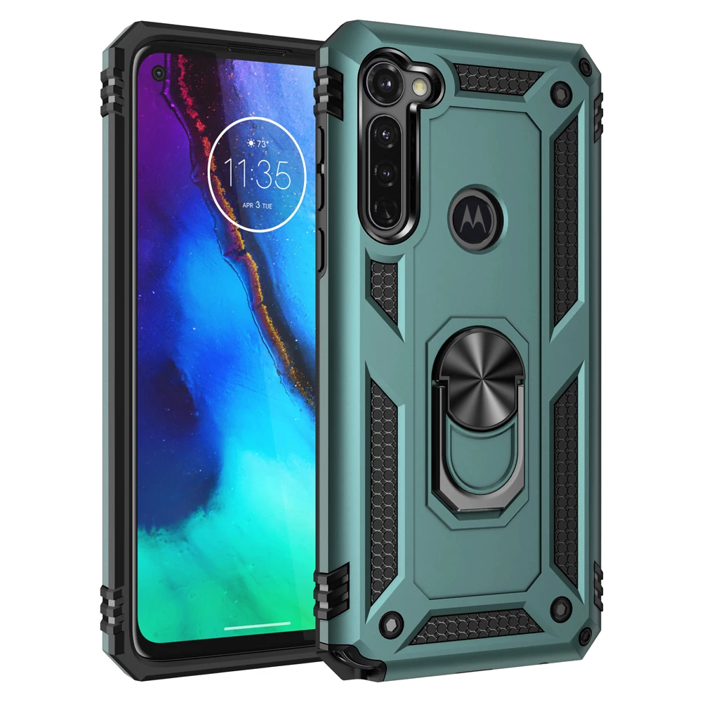 Чехол-бампер для Motorola Moto G Stylus G7 G8 Plus Play One противоударный с кольцом-держателем |